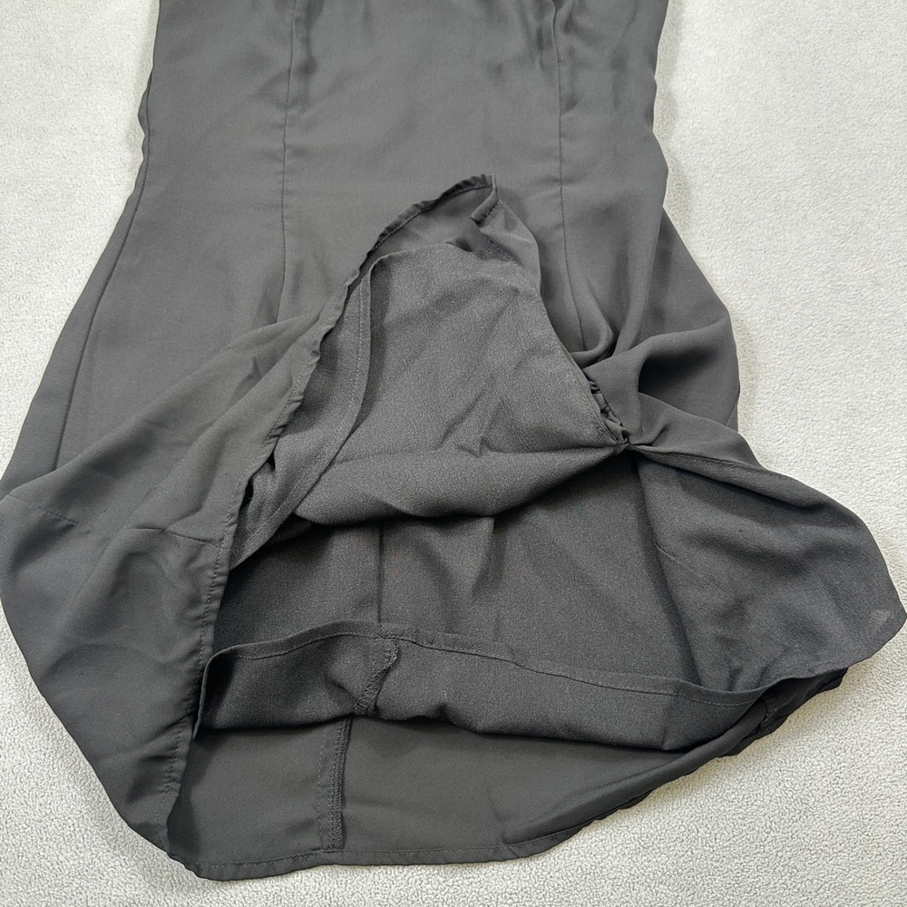 Revolve Superdown Black Mini Dress S Spaghetti Strap Ruched Slit Back Zip Party - Picture 6 of 11
